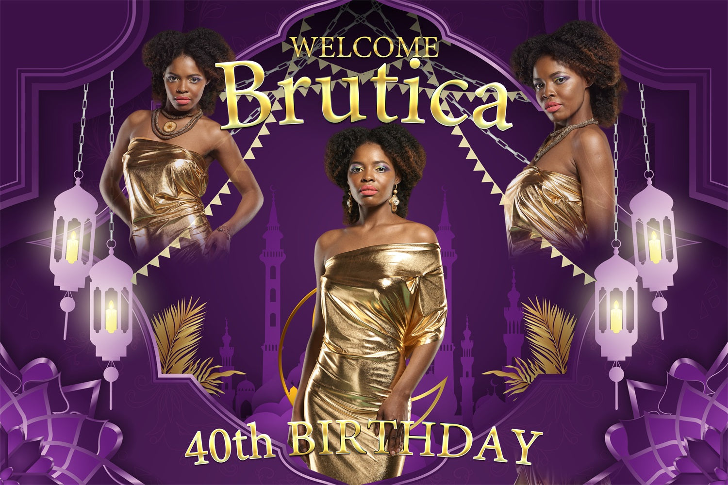 Personalisierte Backdrop Geburtstag Neon Lights Backdrop BRP4-32