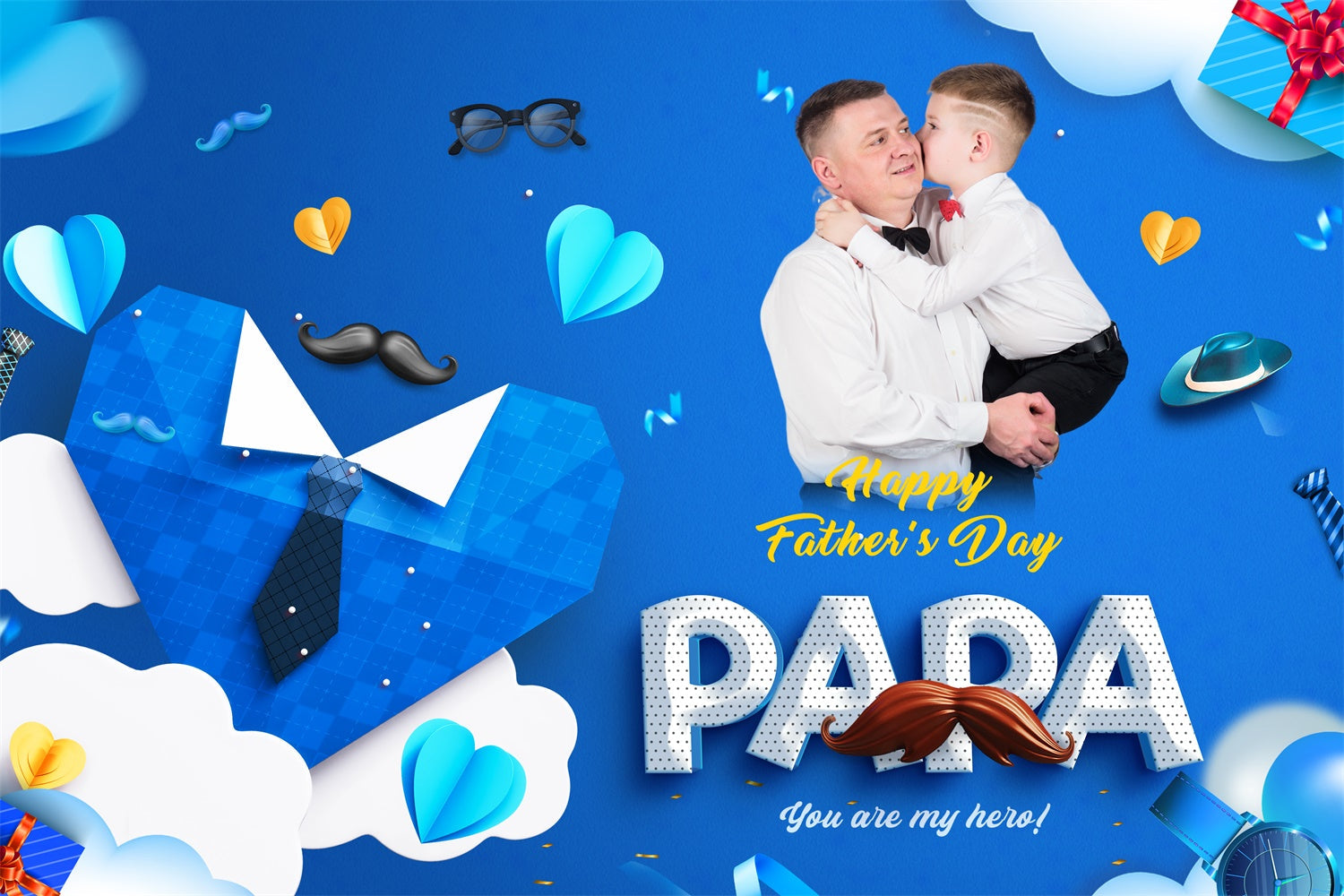 Vatertag Fotokulisse Papier Herz Krawatte Personalisierte Kulisse BRP4-88