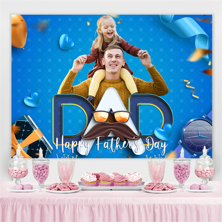 Vatertag Fotohintergrund Blaue Herzballons Individueller Hintergrund BRP4-94