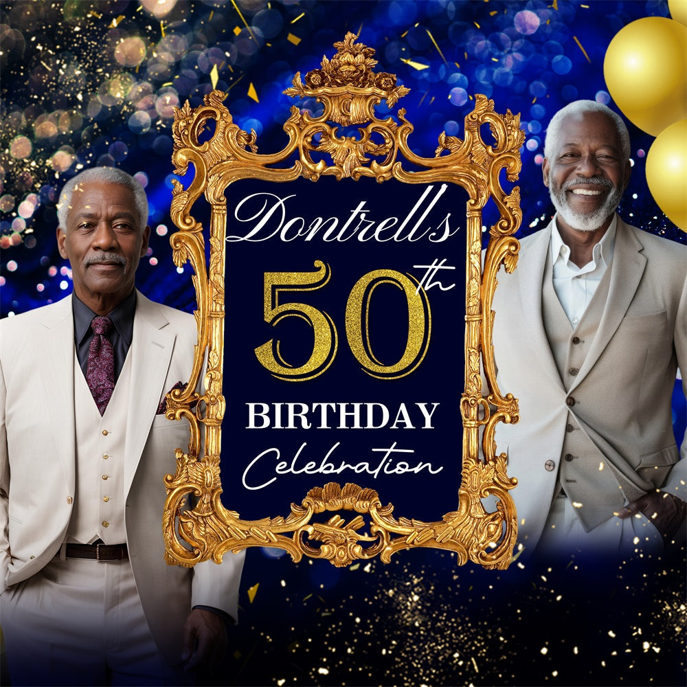 50. Geburtstag Backdrop Regal Gold Frame Customized Backdrop BRP5-106