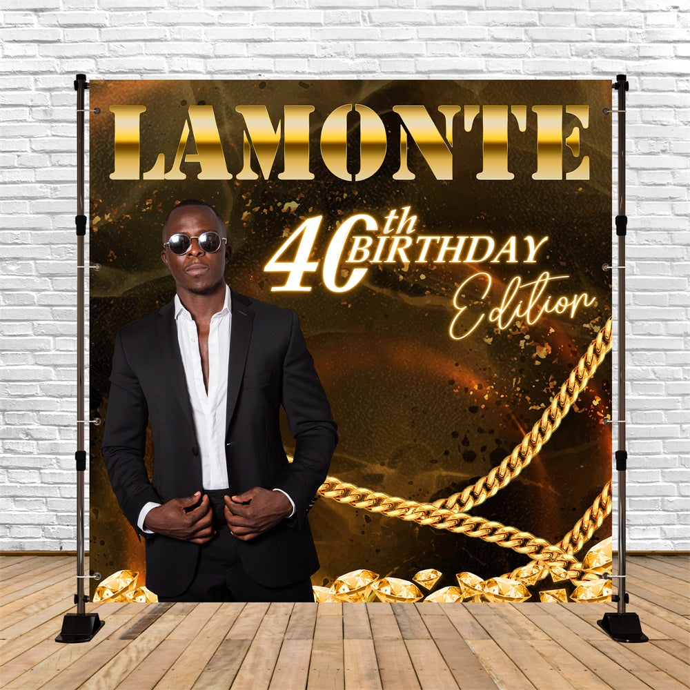 Custom Birthday Backdrop Golden Glamour 40. Geburtstag Backdrop BRP5-109