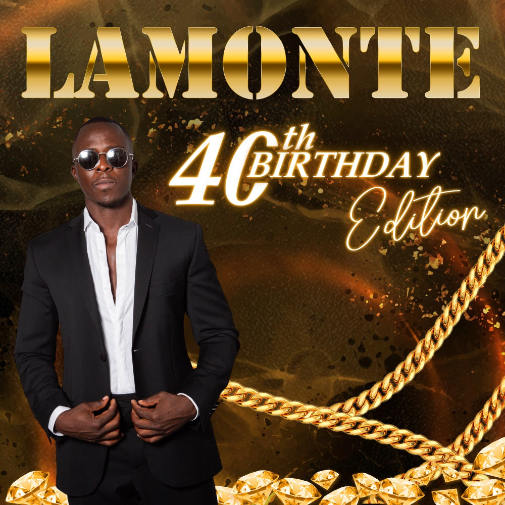 Custom Birthday Backdrop Golden Glamour 40. Geburtstag Backdrop BRP5-109