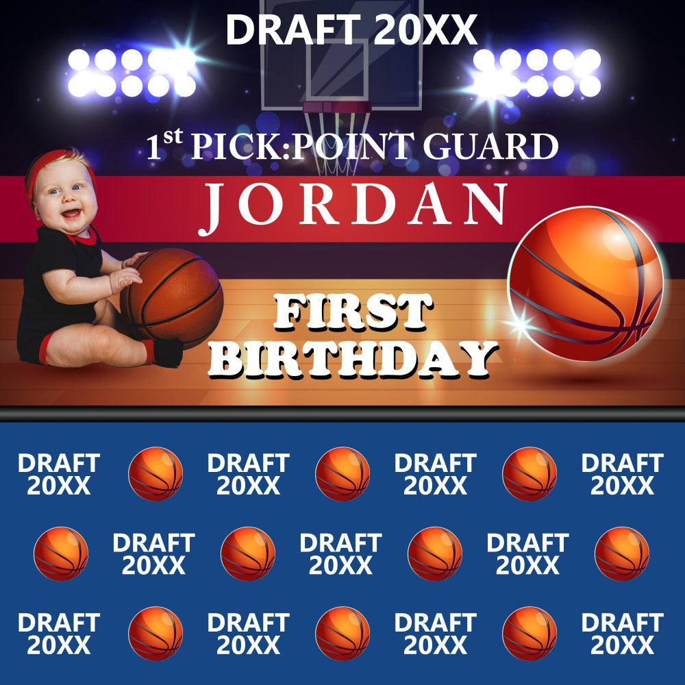 Erster Geburtstag Backdrop Basketball Sports Glow Backdrop BRP5-118