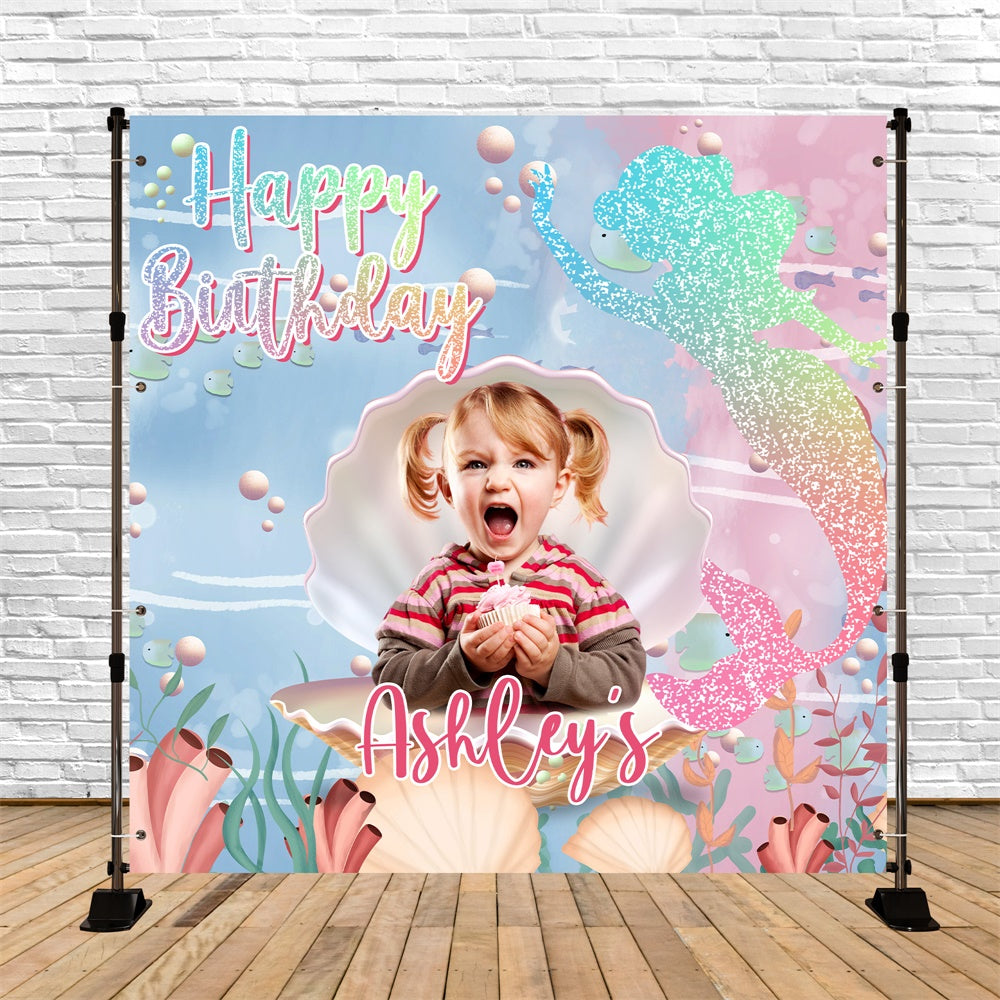 Personalisierte Geburtstag Backdrop Unterwasser Party Meerjungfrau Backdrop BRP5-125