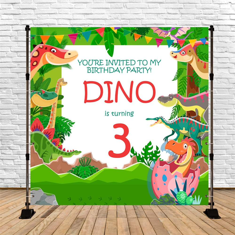 Individuelle Geburtstag Backdrops Dino Dschungel Fiesta 3. Backdrop BRP5-128