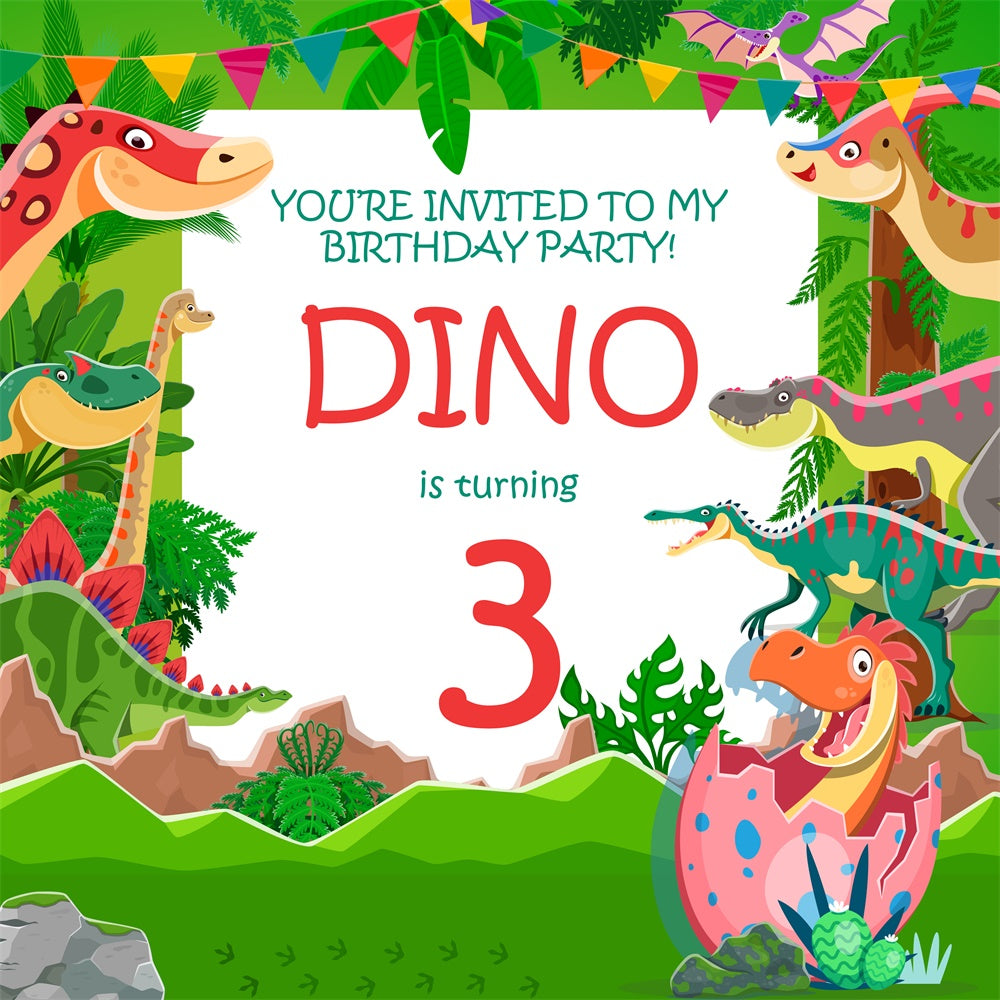 Individuelle Geburtstag Backdrops Dino Dschungel Fiesta 3. Backdrop BRP5-128