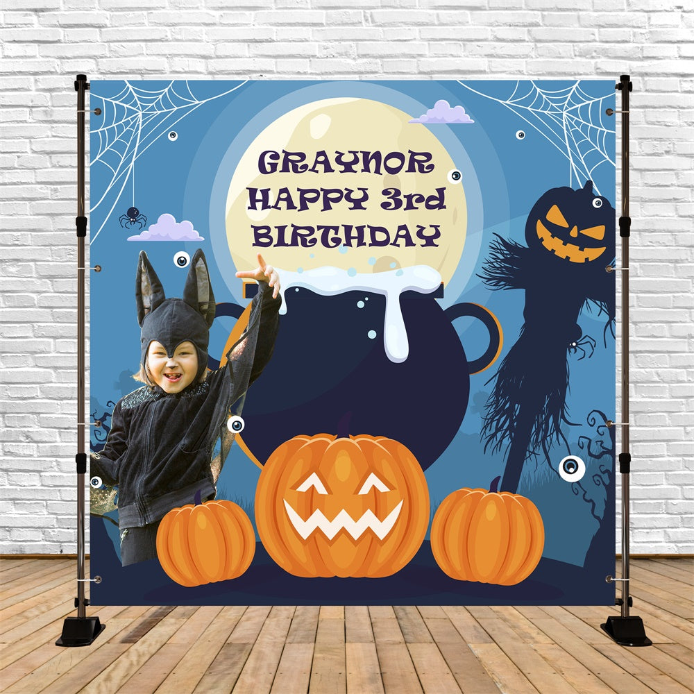Custom Birthday Backdrop Spooky Mondschein 3. Halloween Backdrop BRP5-149