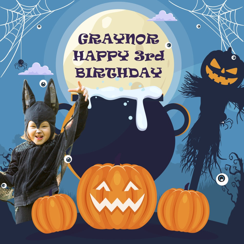 Custom Birthday Backdrop Spooky Mondschein 3. Halloween Backdrop BRP5-149