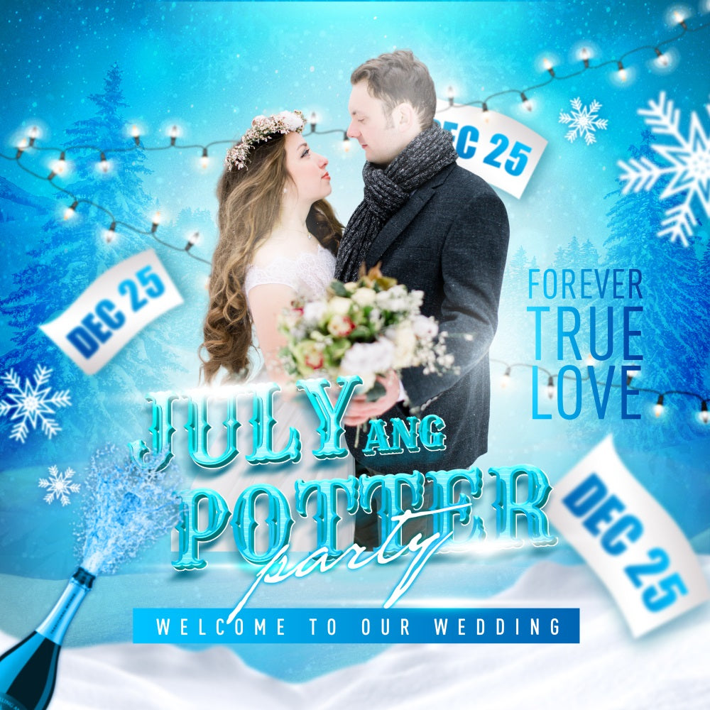 Hochzeitskulisse Ideen Winter Wonderland Schnee Personalisierte Kulisse BRP5-195