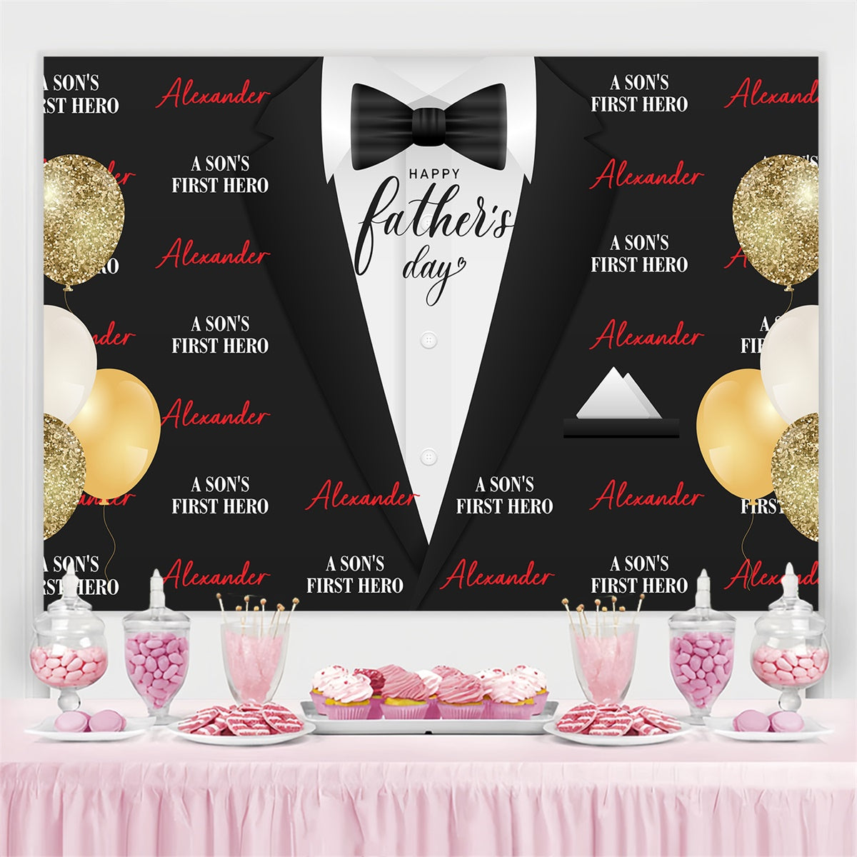 Vatertag Backdrop Ideen Goldene Luftballons Anzug Backdrop BRP5-28