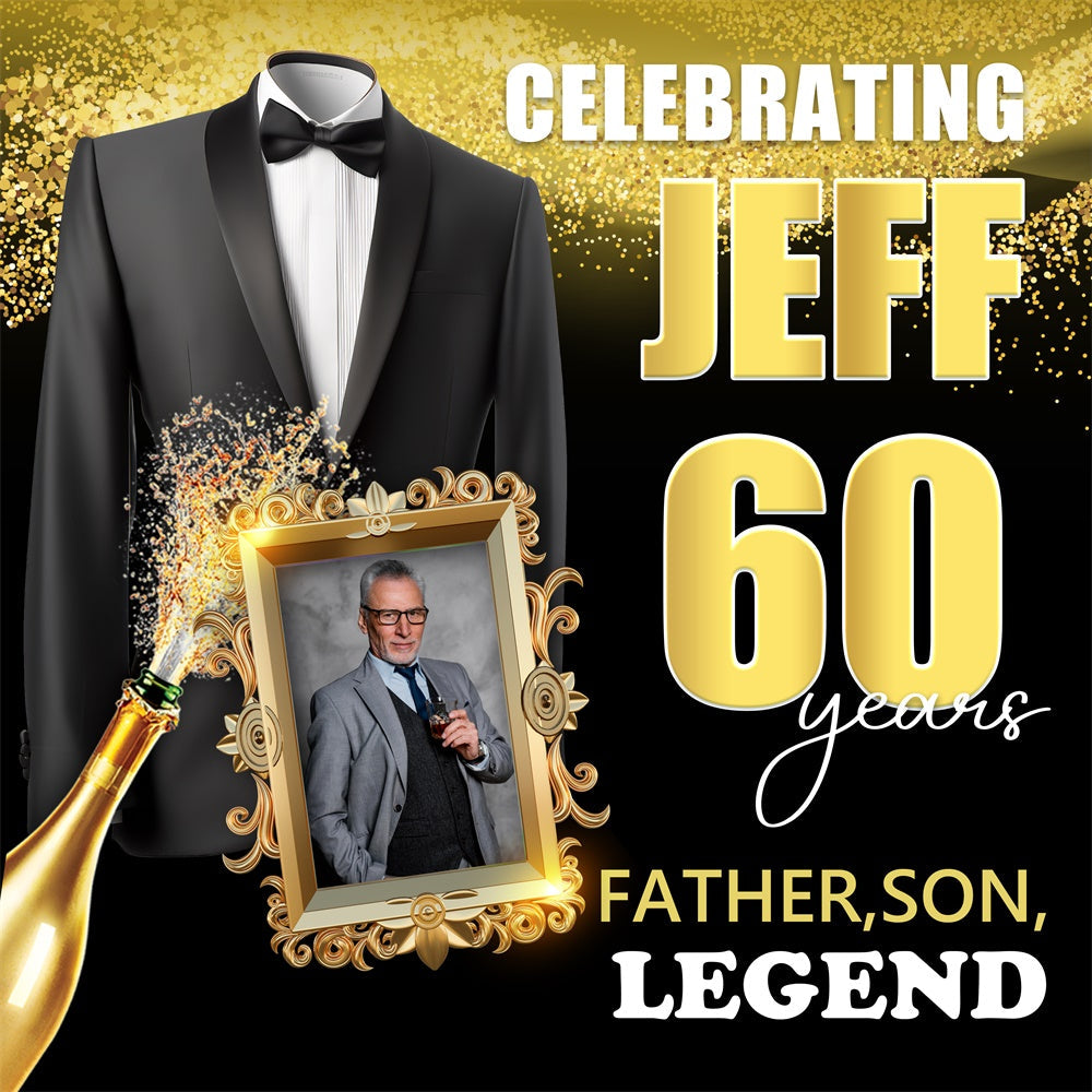 60. Geburtstag Backdrops Elegant Smoking Champagner Custom Backdrop BRP5-86