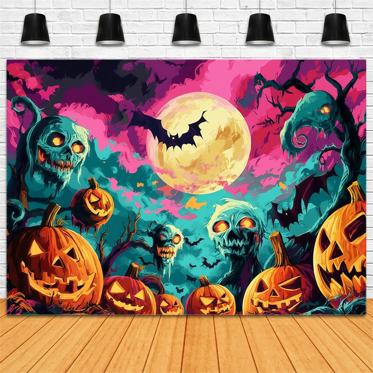 Gruseliger Halloween-Hintergrund Nightmare Pumpkin Patch Hintergrund BRP57-102