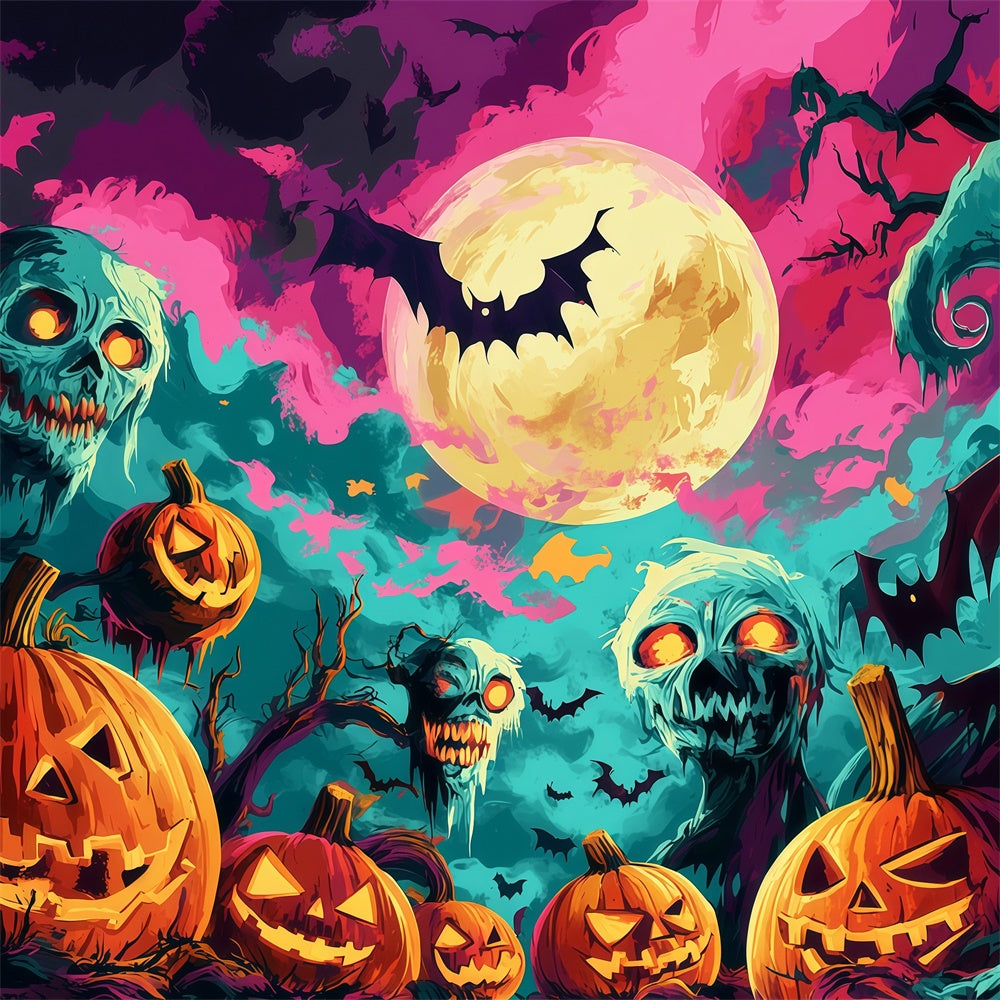 Gruseliger Halloween-Hintergrund Nightmare Pumpkin Patch Hintergrund BRP57-102