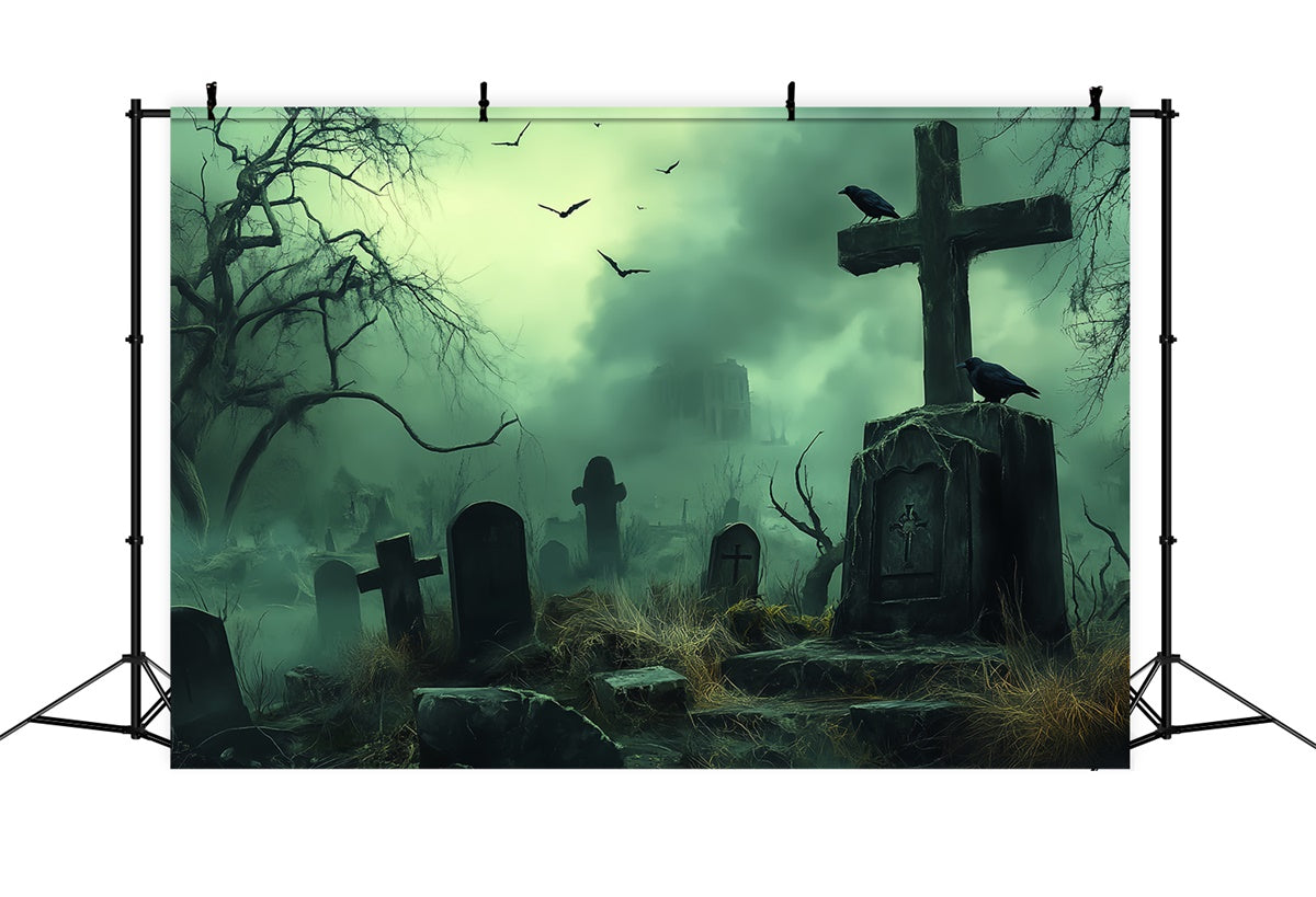 Halloween Friedhof Backdrop Ödland Gruft Nebel Backdrop BRP57-105