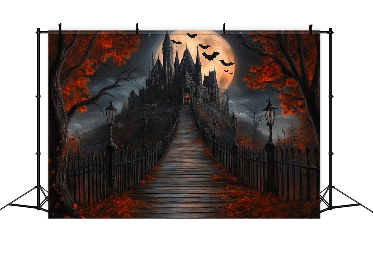 Halloween Mond Backdrop Mondschein Pfad Spukschloss Backdrop BRP57-106