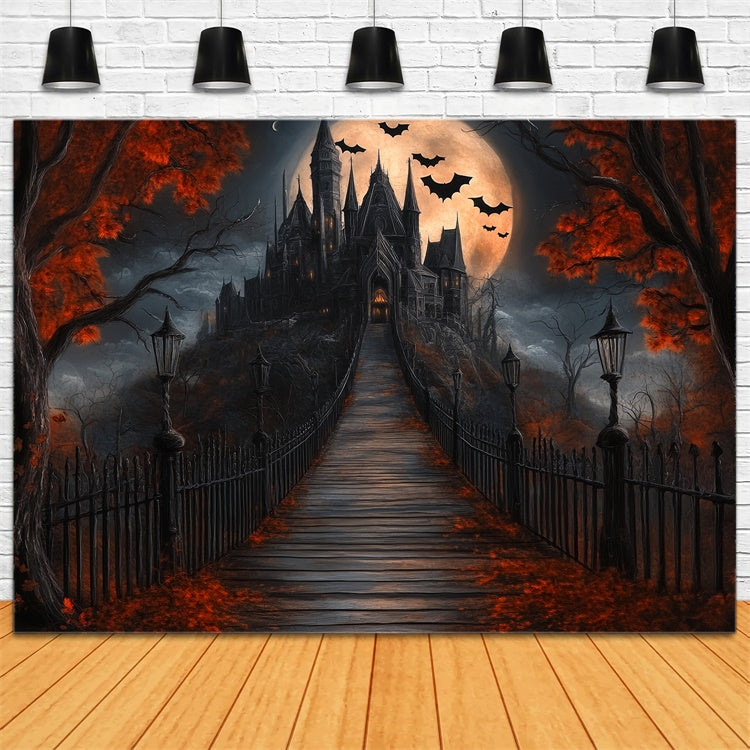 Halloween Mond Backdrop Mondschein Pfad Spukschloss Backdrop BRP57-106