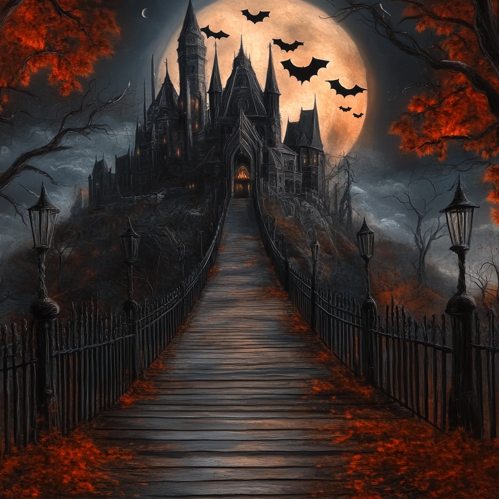 Halloween Mond Backdrop Mondschein Pfad Spukschloss Backdrop BRP57-106