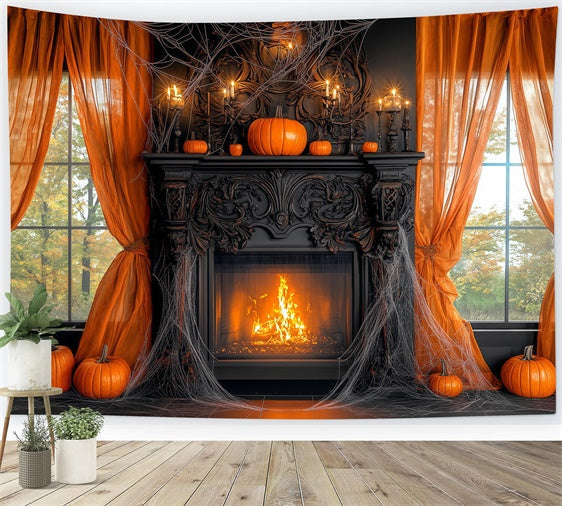 Halloween Fotokulissen Kürbis Manor Kaminhintergrund BRP57-111