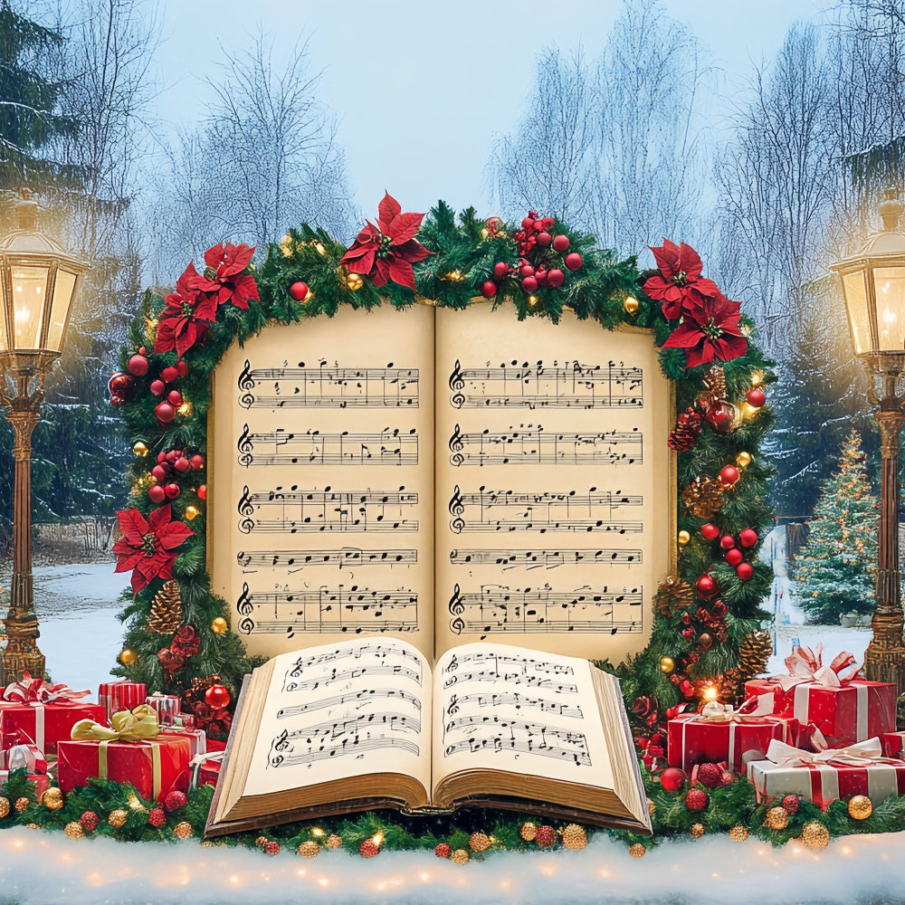 Weihnachten Fotokulissen Festliche Musiknoten Hintergrund BRP57-121