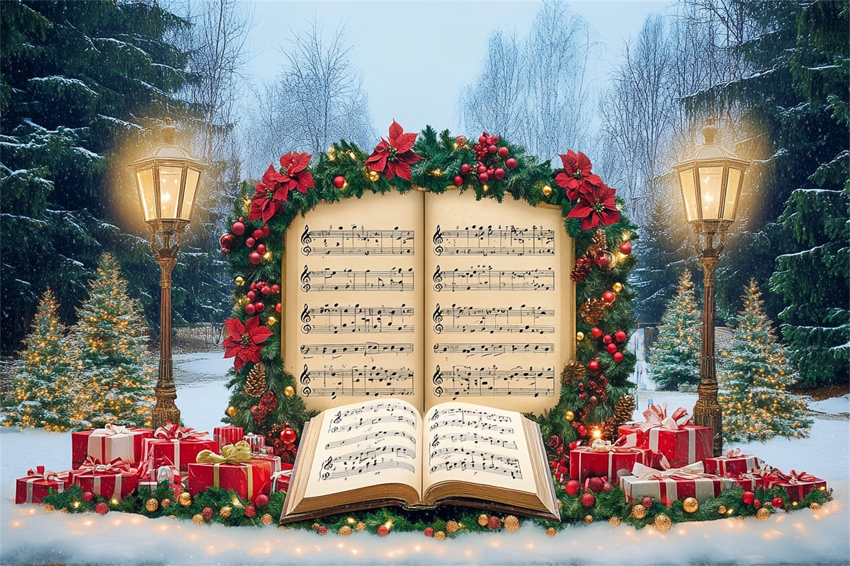 Weihnachten Fotokulissen Festliche Musiknoten Hintergrund BRP57-121