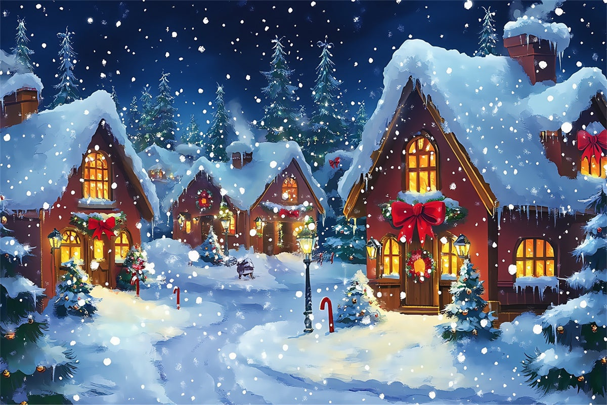 Weihnachtsdorf Backdrop Twinkling Snow Street Backdrop BRP57-128