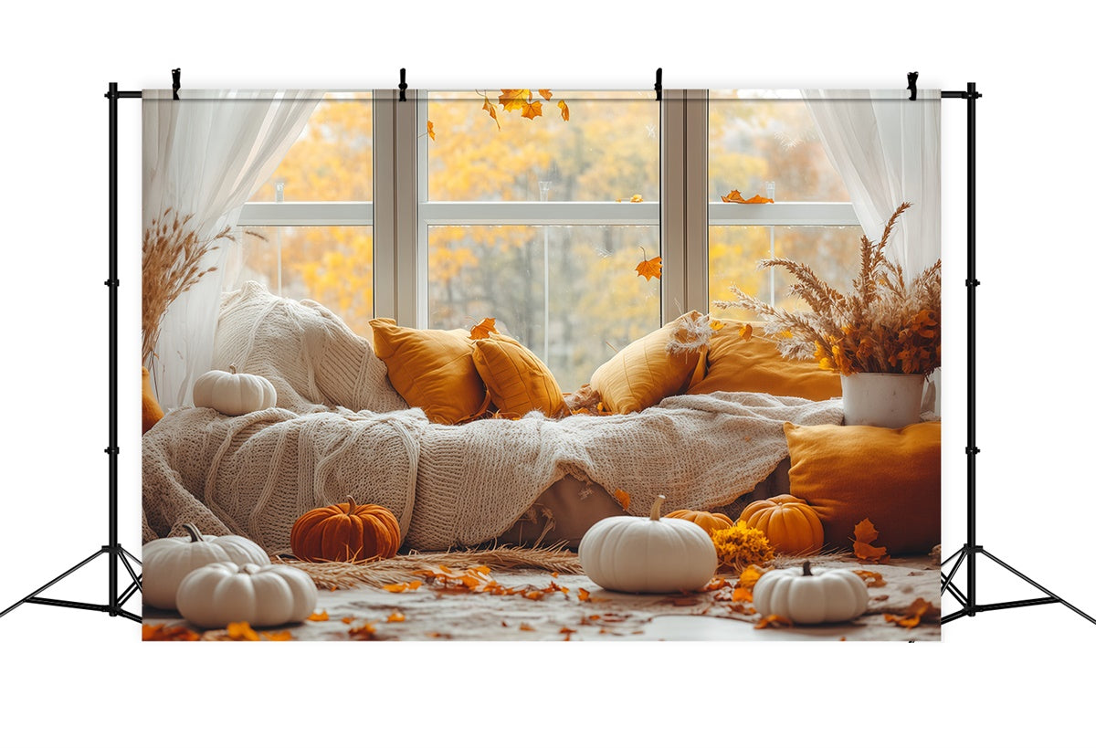 Herbst Fotografie Kulissen Warmes Kissen Fenster Hintergrund BRP57-199