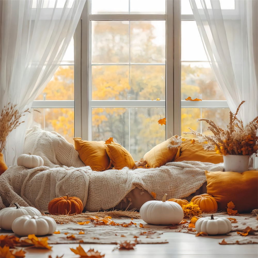 Herbst Fotografie Kulissen Warmes Kissen Fenster Hintergrund BRP57-199
