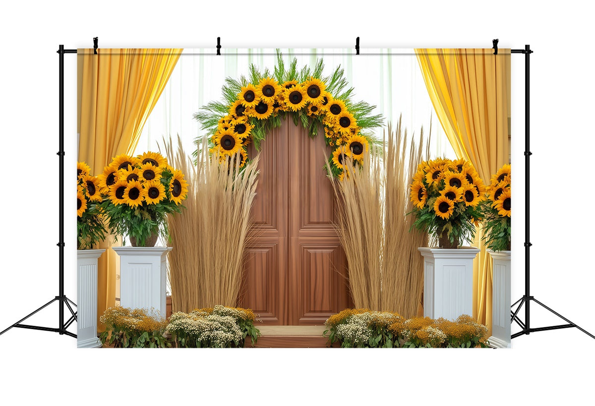 Herbsthintergrund Elegante Sonnenblume Türdekoration Foto Backdrop BRP57-200