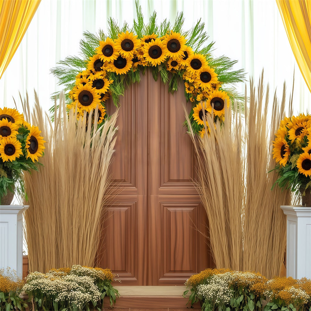 Herbsthintergrund Elegante Sonnenblume Türdekoration Foto Backdrop BRP57-200