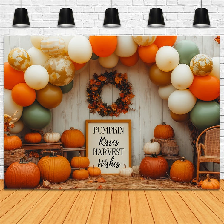 Herbst Hintergrundkulisse Erntedankwünsche Ballonbogen Fotohintergrund BRP57-204