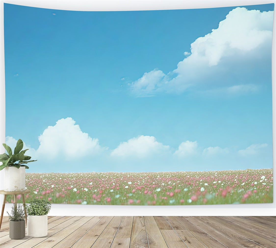 Blauer Himmel Backdrop Sonnenschein Wild Bloom Fotohintergrund BRP57-225