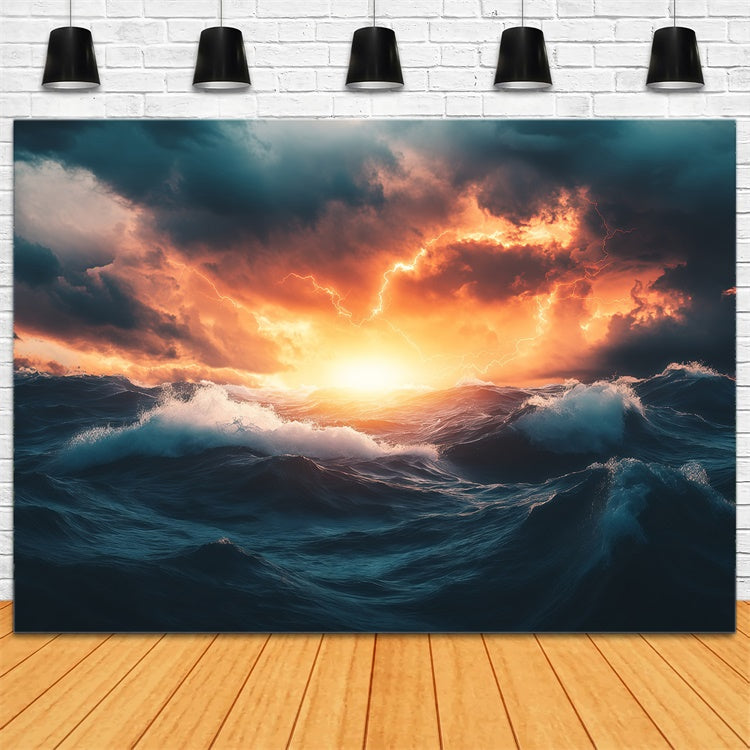 Himmel Fotokulisse Sturmfeuer Ozean Horizont Fotohintergrund BRP57-228