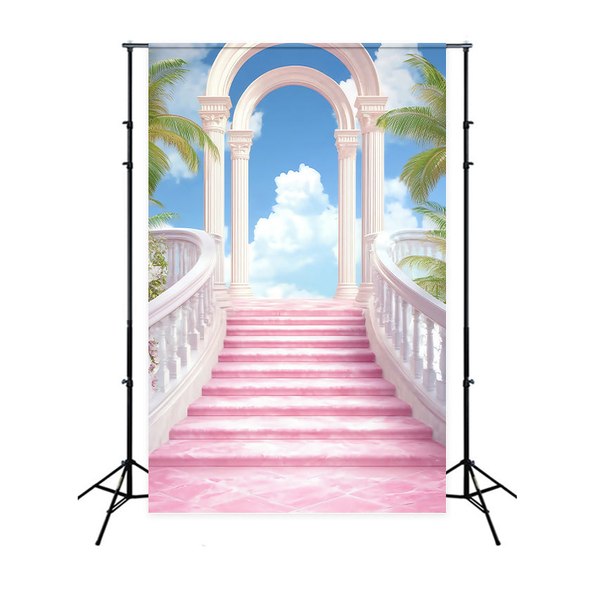 Himmel Fotokulisse Rosa Palast Treppe Foto Hintergrund BRP57-231