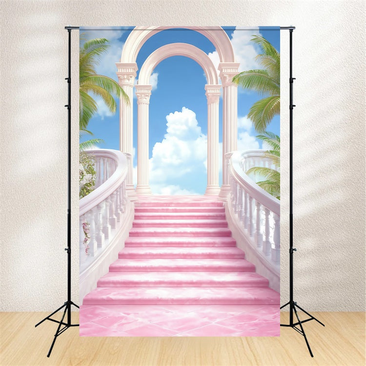 Himmel Fotokulisse Rosa Palast Treppe Foto Hintergrund BRP57-231