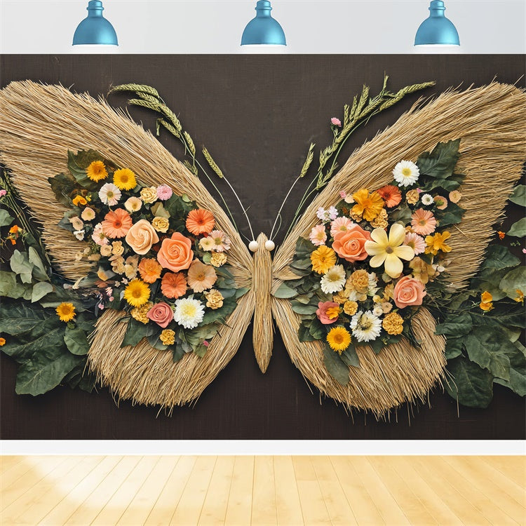Neugeborenes Backdrop Floral Schmetterling Wiese Backdrop BRP57-259