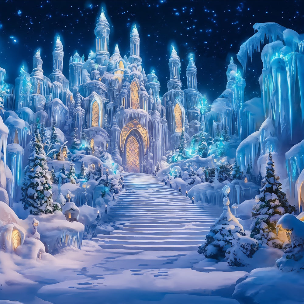 Castle Backdrops Kristallschloss Pfad Winter Foto Hintergrund BRP57-356
