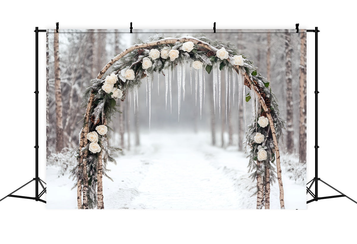 Winterszene Backdrop Gefrorene Romantik Torbogen Foto Hintergrund BRP57-363