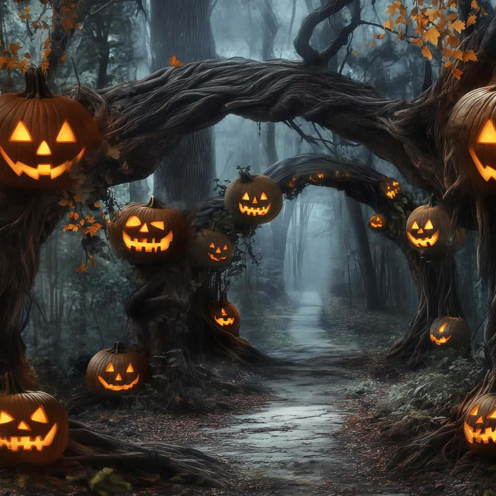 Waldhintergrund Kürbislaterne Pfad Halloween-Hintergrund BRP57-60