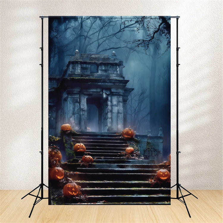 Halloween Friedhof Backdrop Blauer Nebel Grabpfad Backdrop BRP57-69