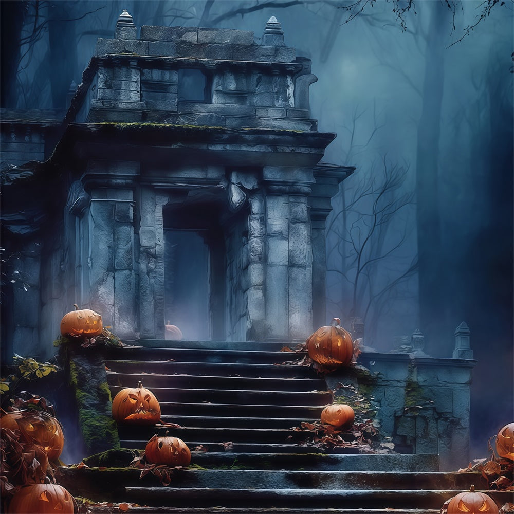 Halloween Friedhof Backdrop Blauer Nebel Grabpfad Backdrop BRP57-69