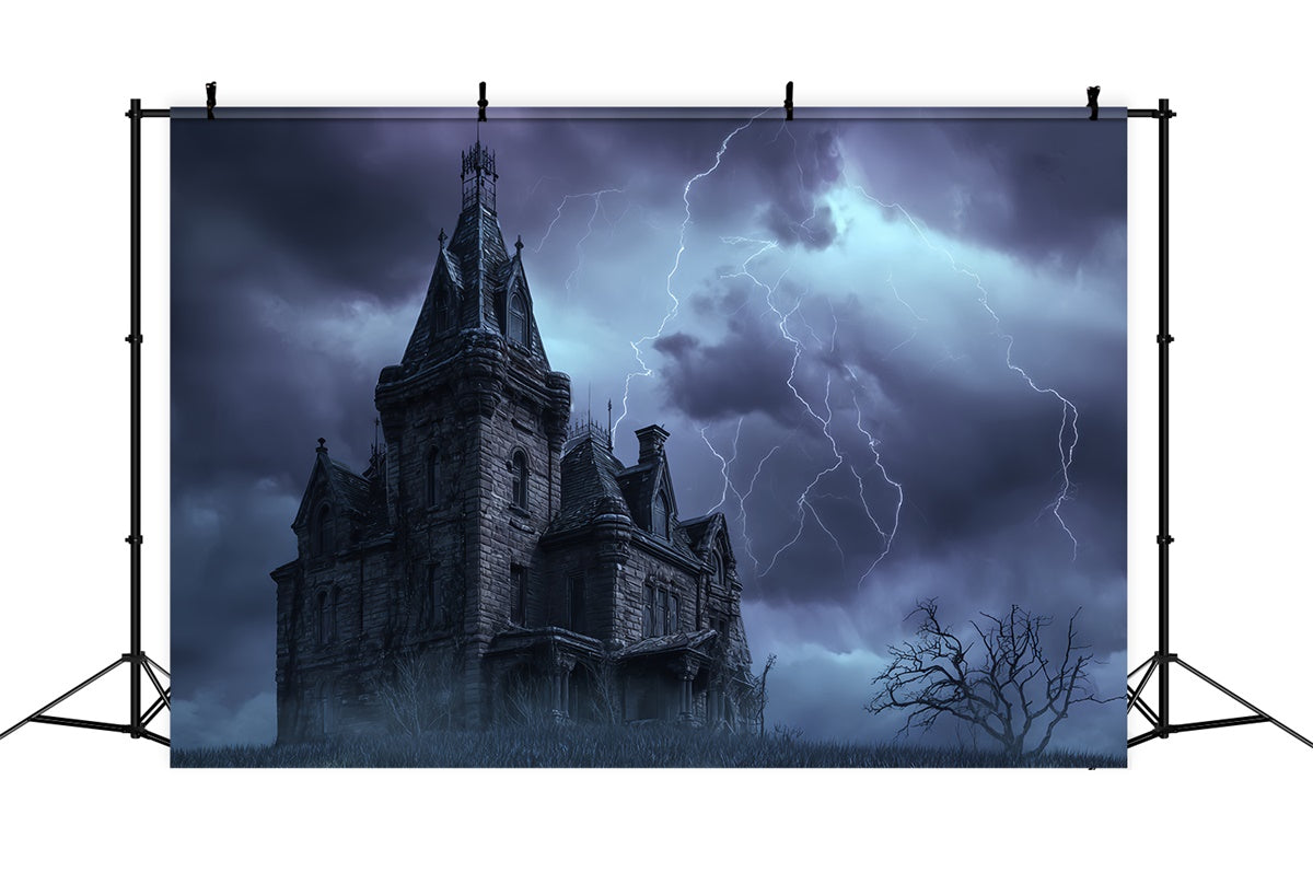 Halloween Foto Booth Backdrop Haunted Storm Castle Backdrop BRP57-70