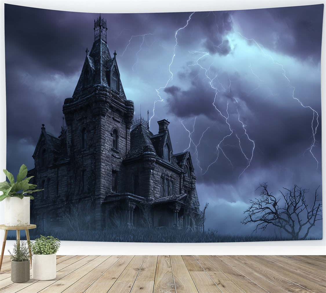 Halloween Foto Booth Backdrop Haunted Storm Castle Backdrop BRP57-70