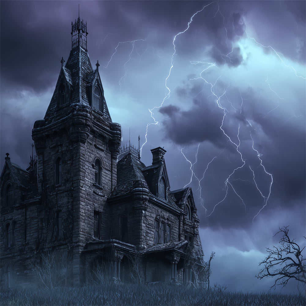Halloween Foto Booth Backdrop Haunted Storm Castle Backdrop BRP57-70
