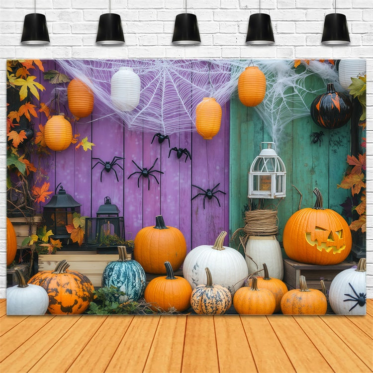Halloween Fotohintergrund Spinnennetz Kürbis Wandhintergrund BRP57-78