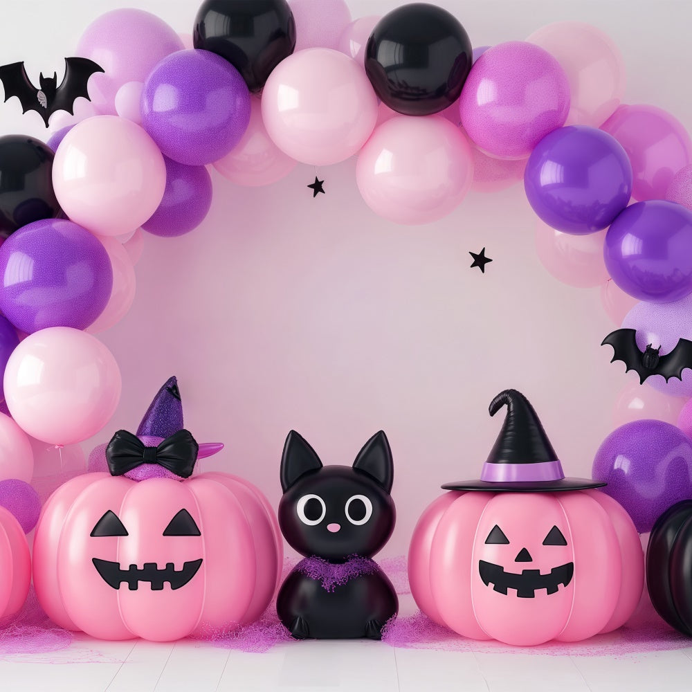 Niedlicher Halloween-Hintergrund Katze-Kürbis-Ballon-Hintergrund BRP57-83