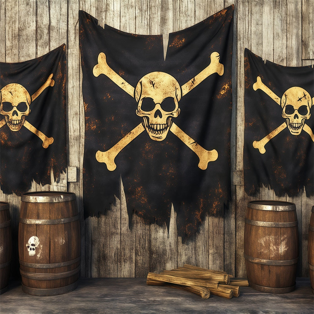 Gruselige Halloween-Hintergrundkulissen Totenkopf-Piratenschänke-Hintergrundkulisse BRP57-85