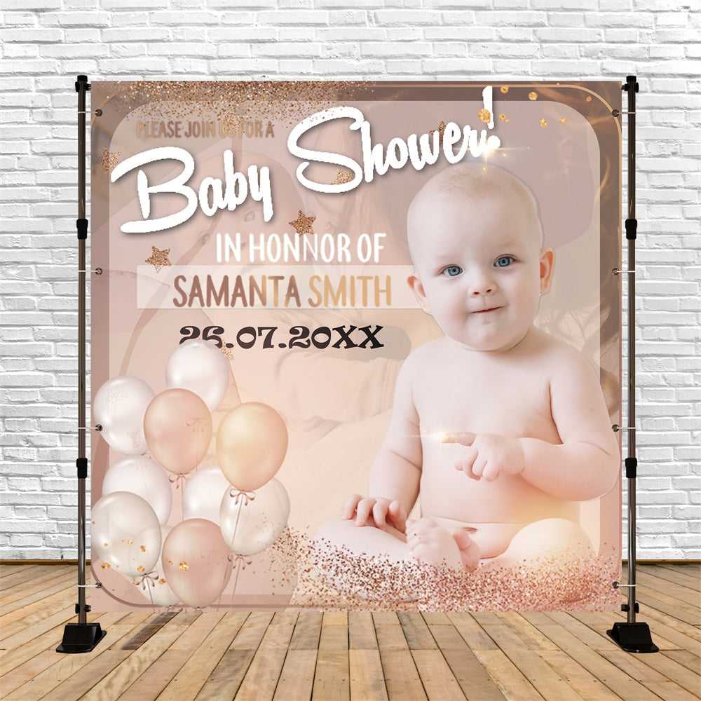 Benutzerdefinierte Baby Dusche Hintergrund Elegant Glitter Ballon Hintergrund BRP6-11