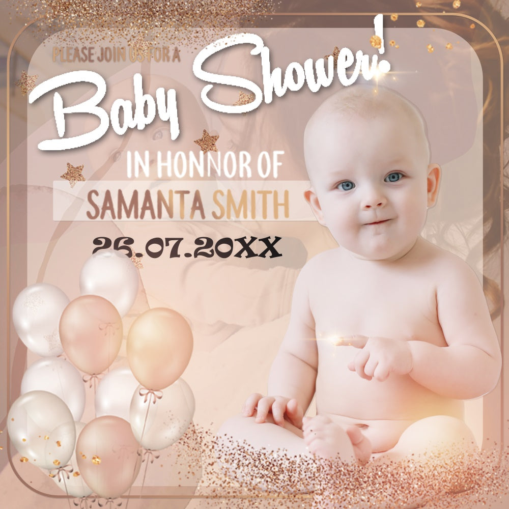 Benutzerdefinierte Baby Dusche Hintergrund Elegant Glitter Ballon Hintergrund BRP6-11