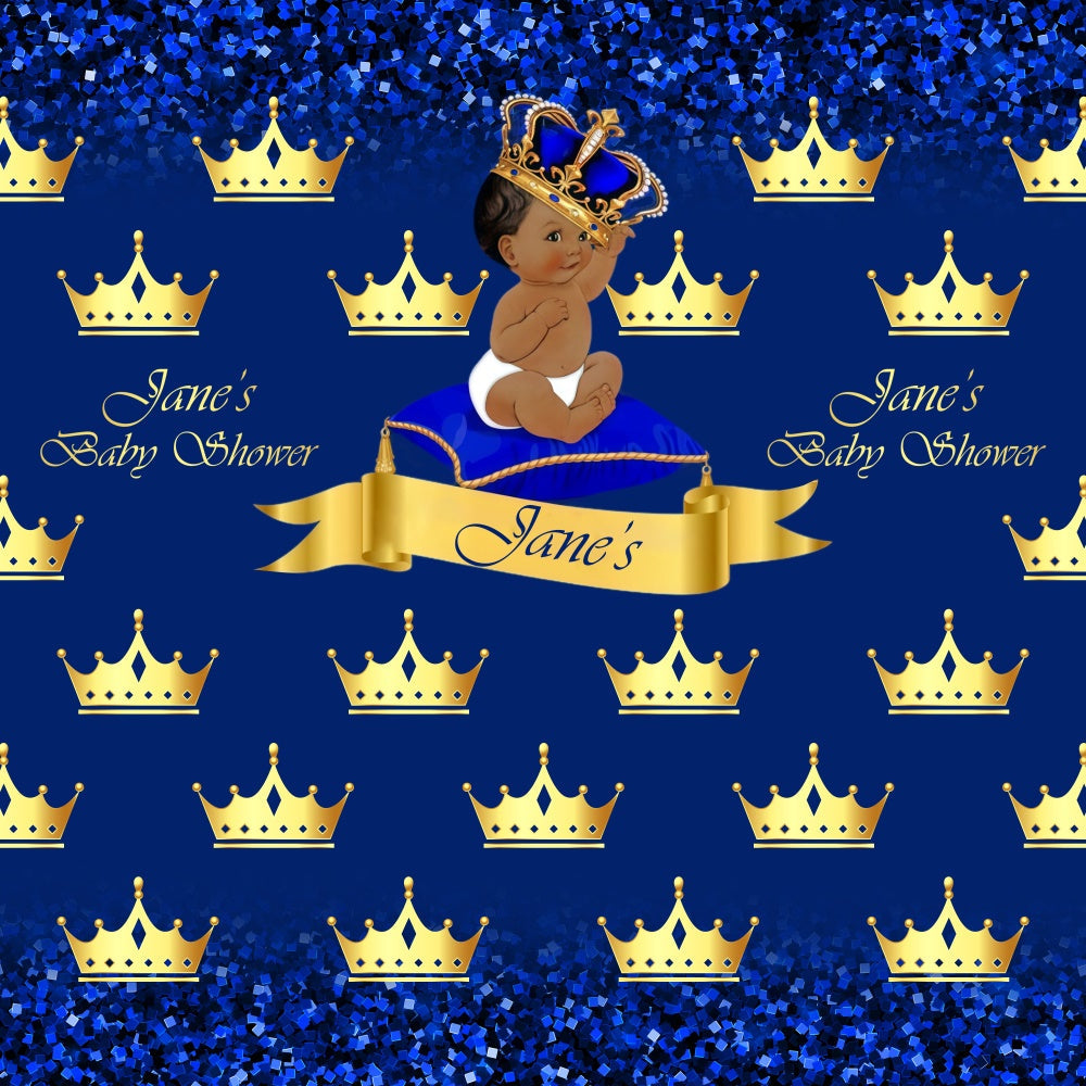 Baby Shower Backdrop Ideen Goldene Krone Blau Custom Backdrop BRP6-13