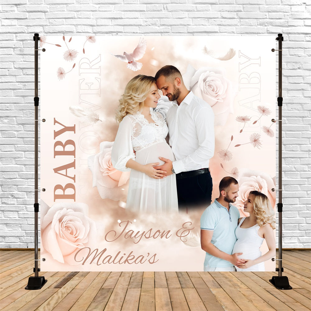 Baby Shower Fotokulisse Blush Rose Personalisierte Kulisse BRP6-17